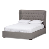 Baxton Studio Penelope Modern and Contemporary Light Grey Fabric Queen Size Gas-Lift Platform Bed